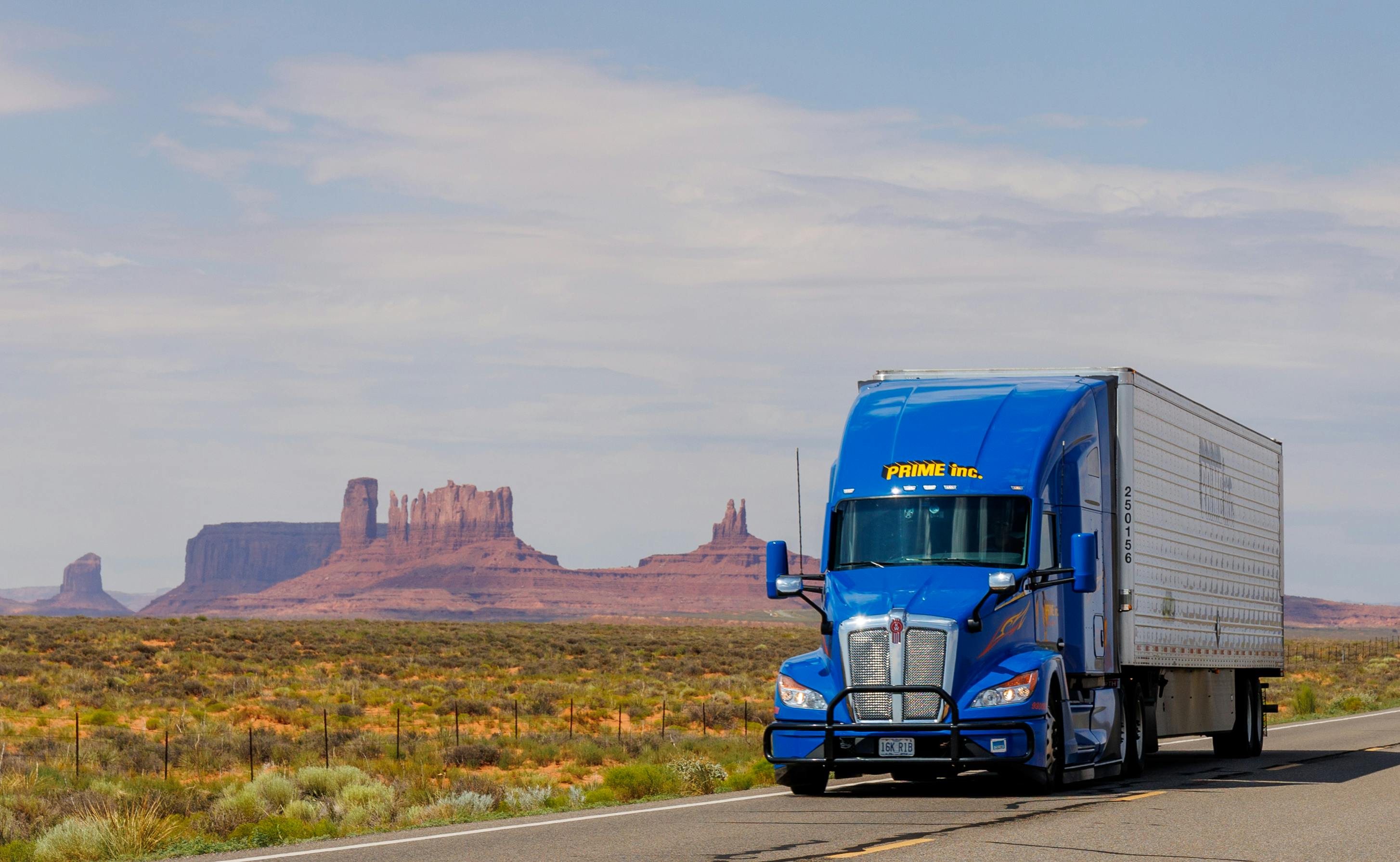 Semi truck on a desert highway